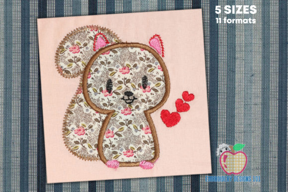 Adorable Squirrel with Hearts for Holiday Embroidery