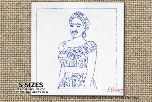 African Girl Lineart: A Versatile Embroidery Design