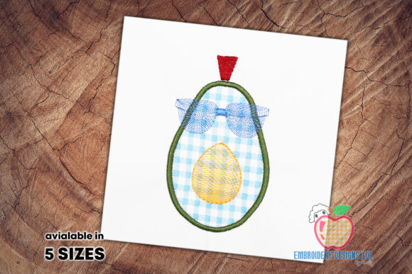 Avocado Wearing Sunglasses: A Fun Embroidery Design