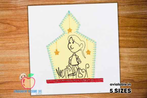 Girl in Liberating Applique: A Charming Embroidery Design