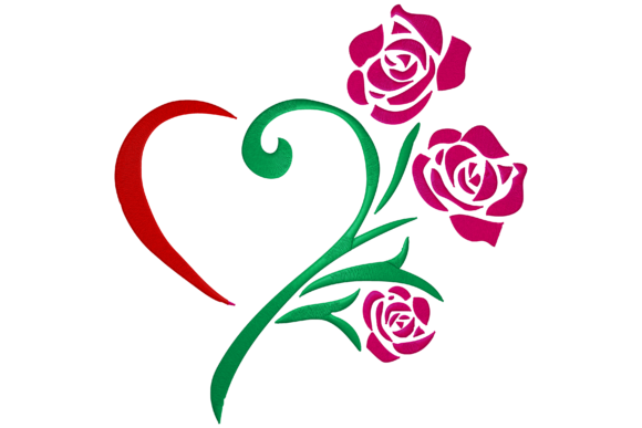 Heart Rose Flower: A Premium Embroidery Design